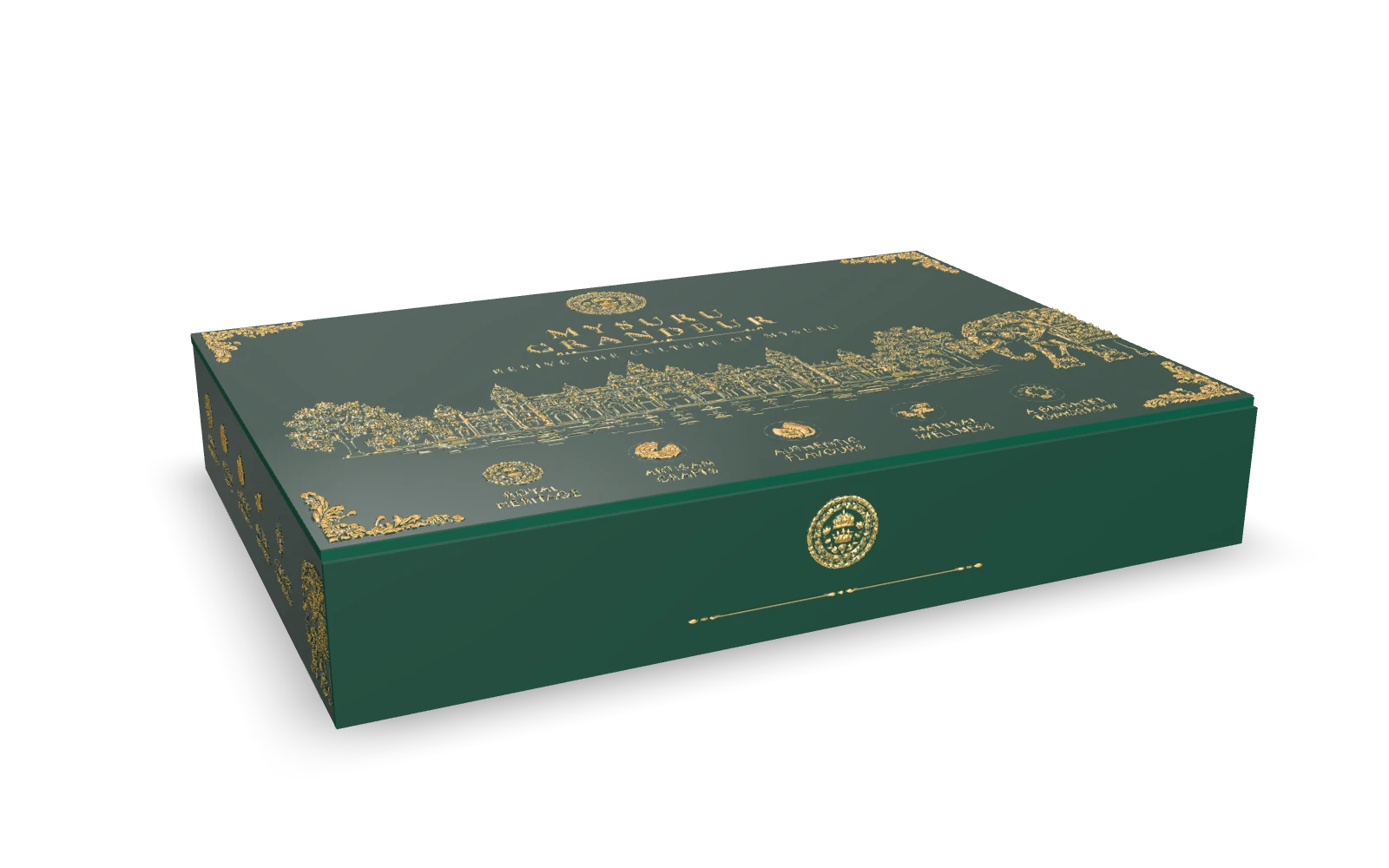 The Mysuru Green Edition: the green gift box with its gold palace artwork